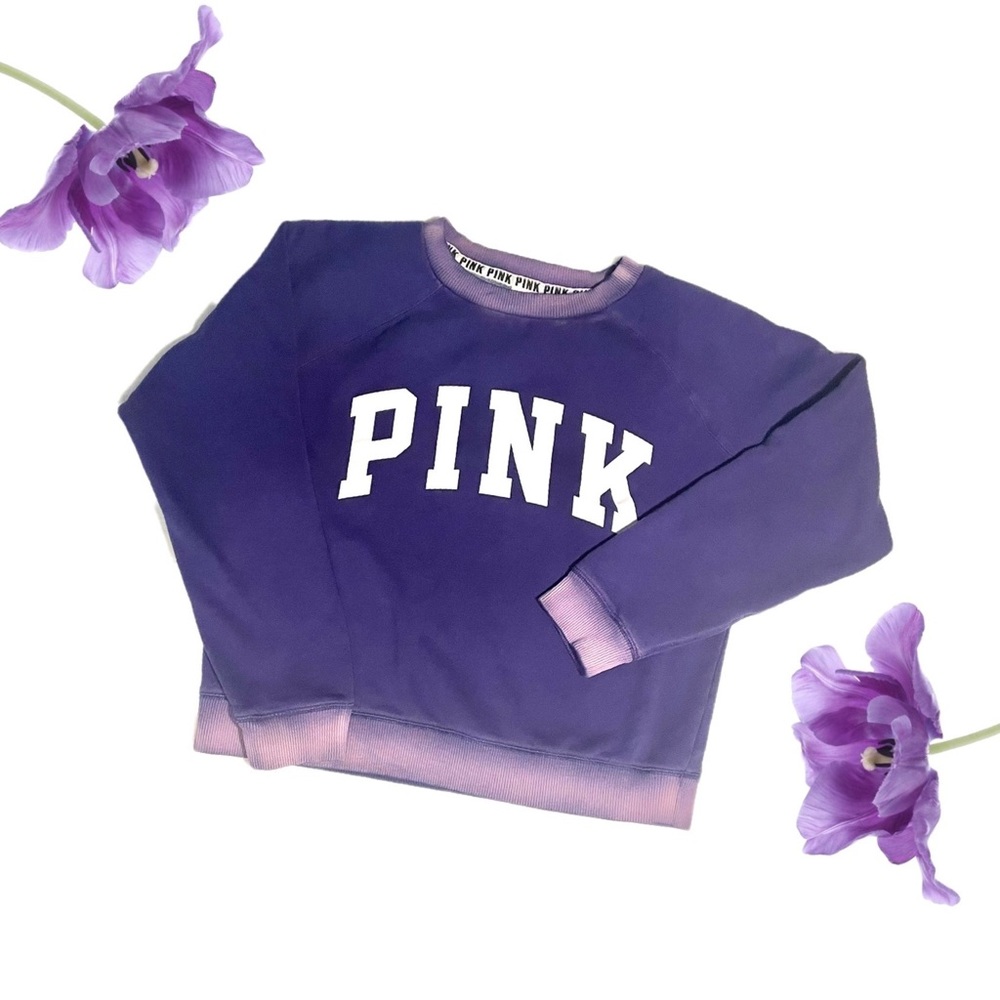 PINK Victoria's Secret Purple White Burn-out Edged Sweatshirt Size S
